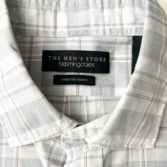 Bloomingdale’s Men’s Plaid Button Down Shirt Gray Size Medium Lightweight New - Picture 4 of 7